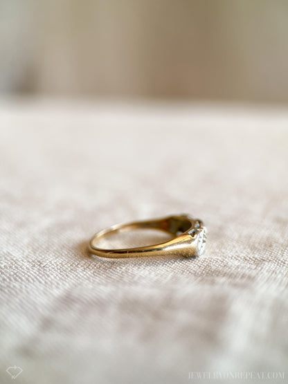Vintage Diamond Wedding Band, 14k Gold, 1940s Art Deco Filigree Ring, Stacking Band