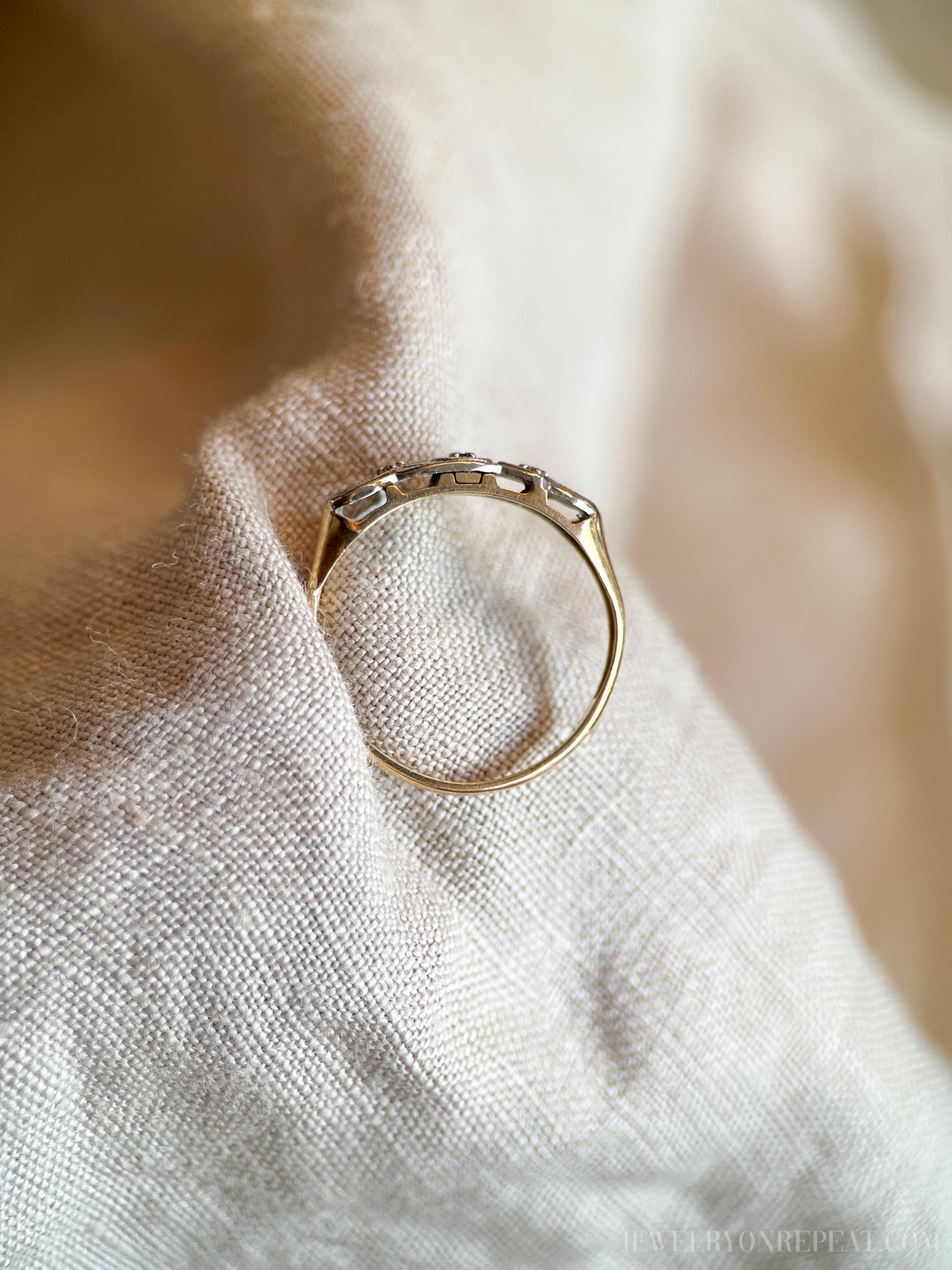 Vintage Diamond Wedding Band, 14k Gold, 1940s Art Deco Filigree Ring, Stacking Band