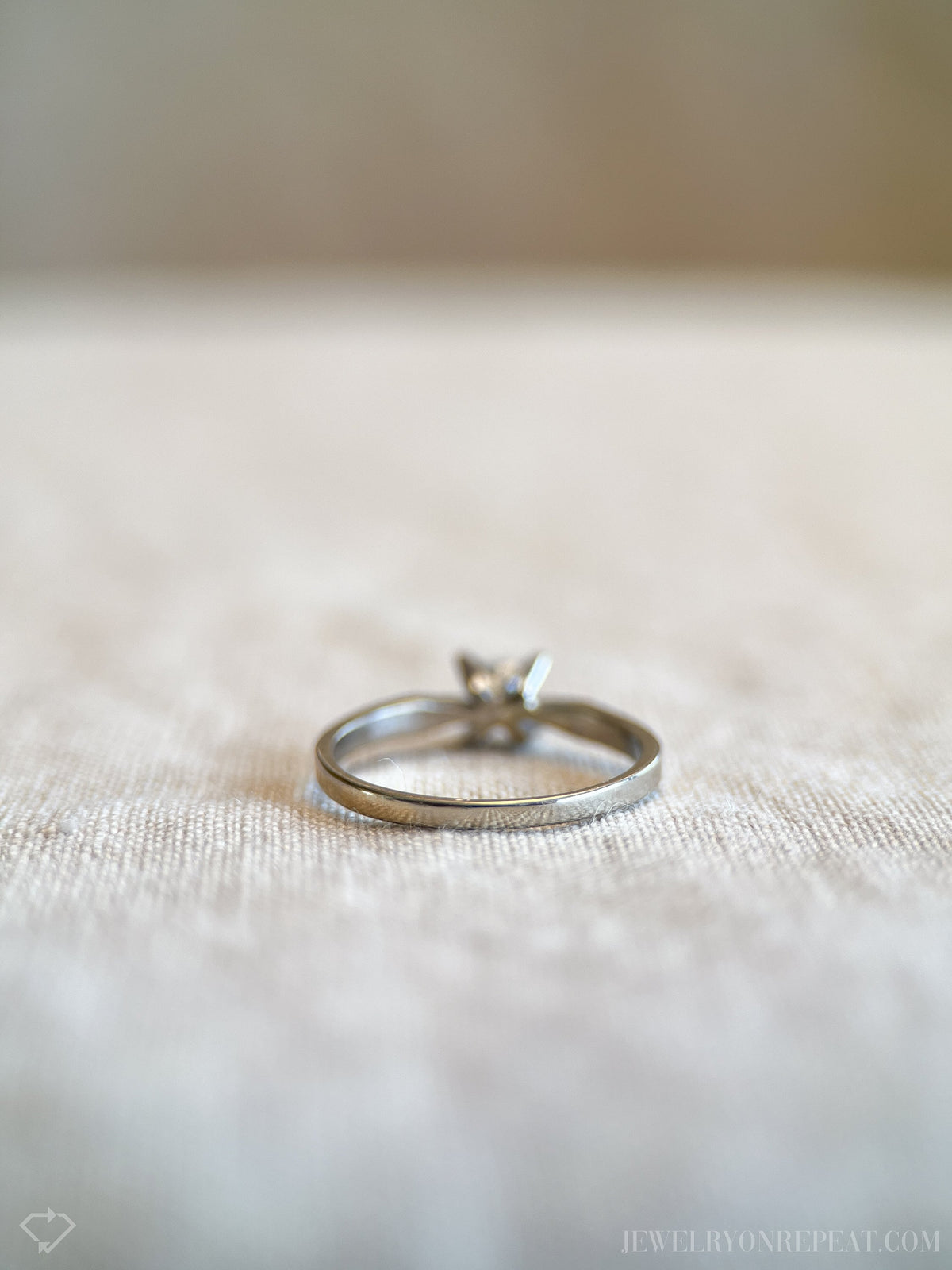Vintage Diamond Engagement Ring, Round Cut, 14k White Gold, 1960s Solitaire Mid-Century Bridal Ring