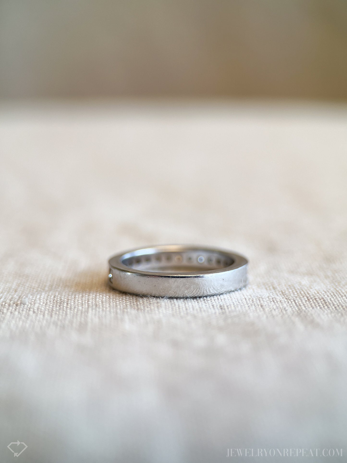 Vintage 1990s Diamond Wedding Band in 14k White Gold