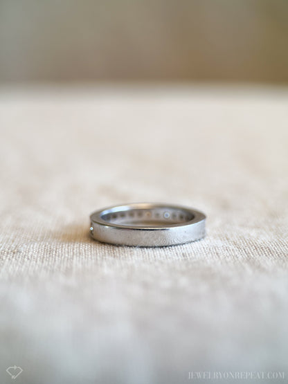 Vintage 1990s Diamond Wedding Band in 14k White Gold
