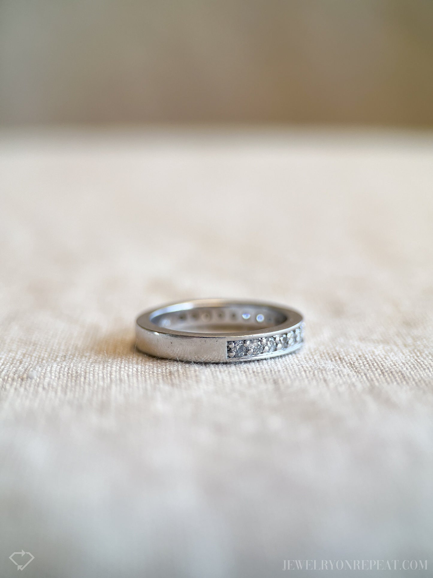 Vintage 1990s Diamond Wedding Band in 14k White Gold