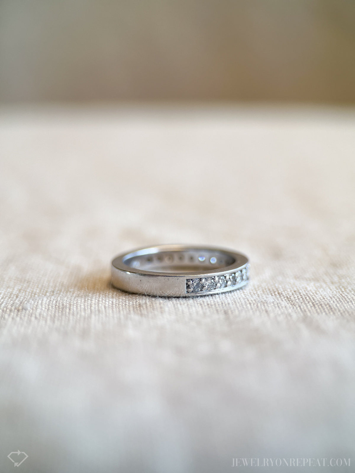Vintage 1990s Diamond Wedding Band in 14k White Gold