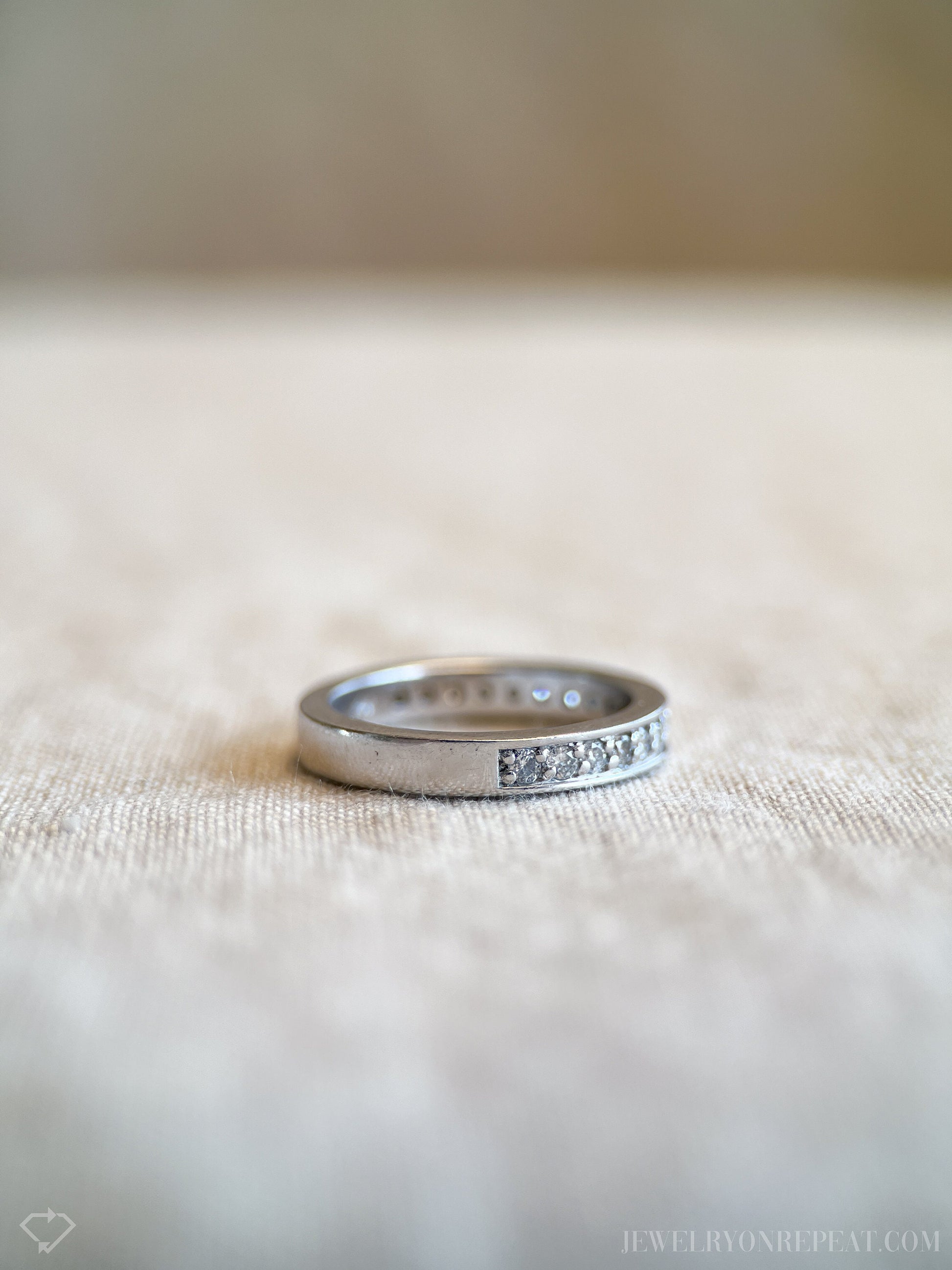 Vintage 1990s Diamond Wedding Band in 14k White Gold