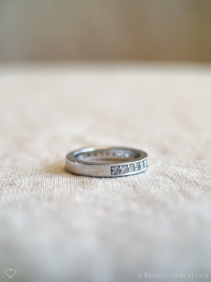 Vintage 1990s Diamond Wedding Band in 14k White Gold