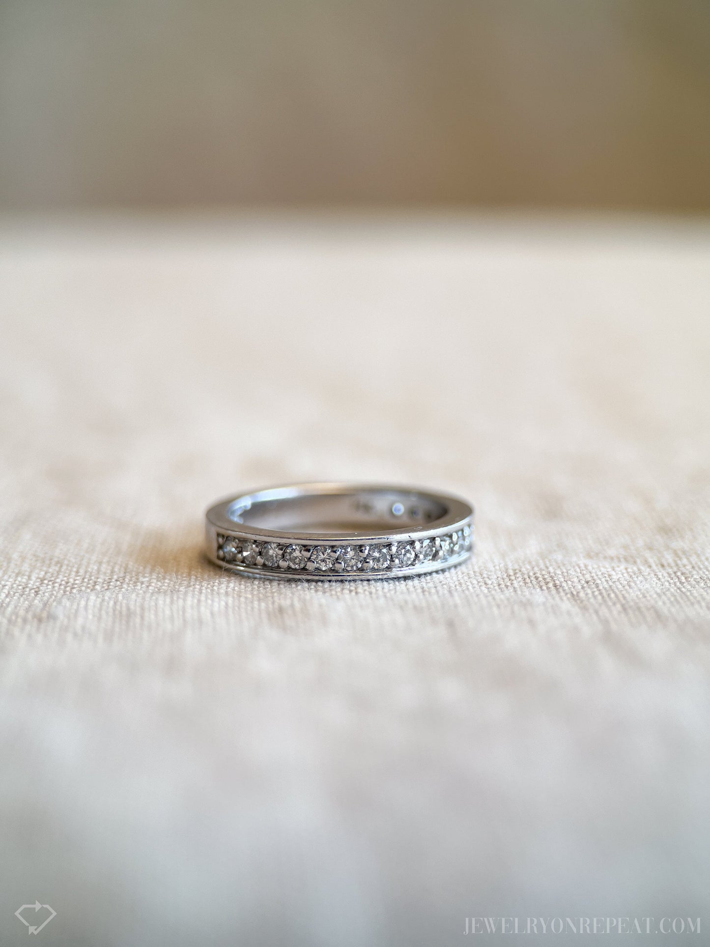 Vintage 1990s Diamond Wedding Band in 14k White Gold