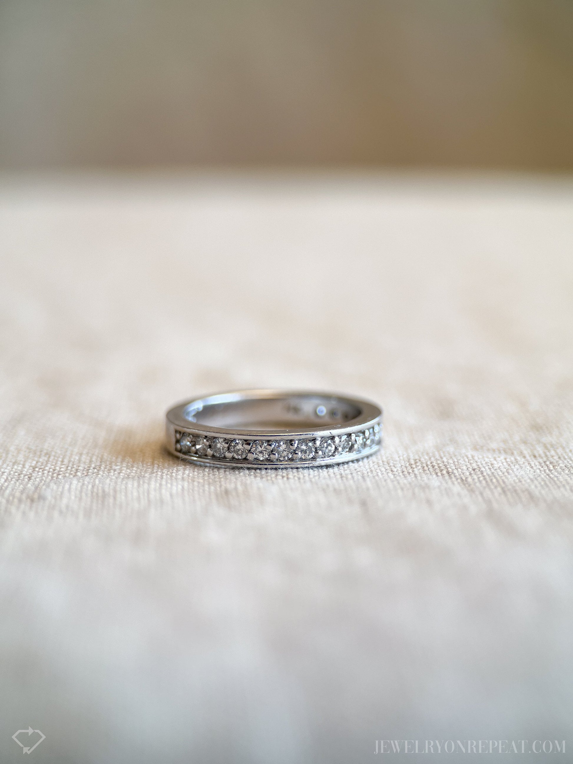 Vintage 1990s Diamond Wedding Band in 14k White Gold