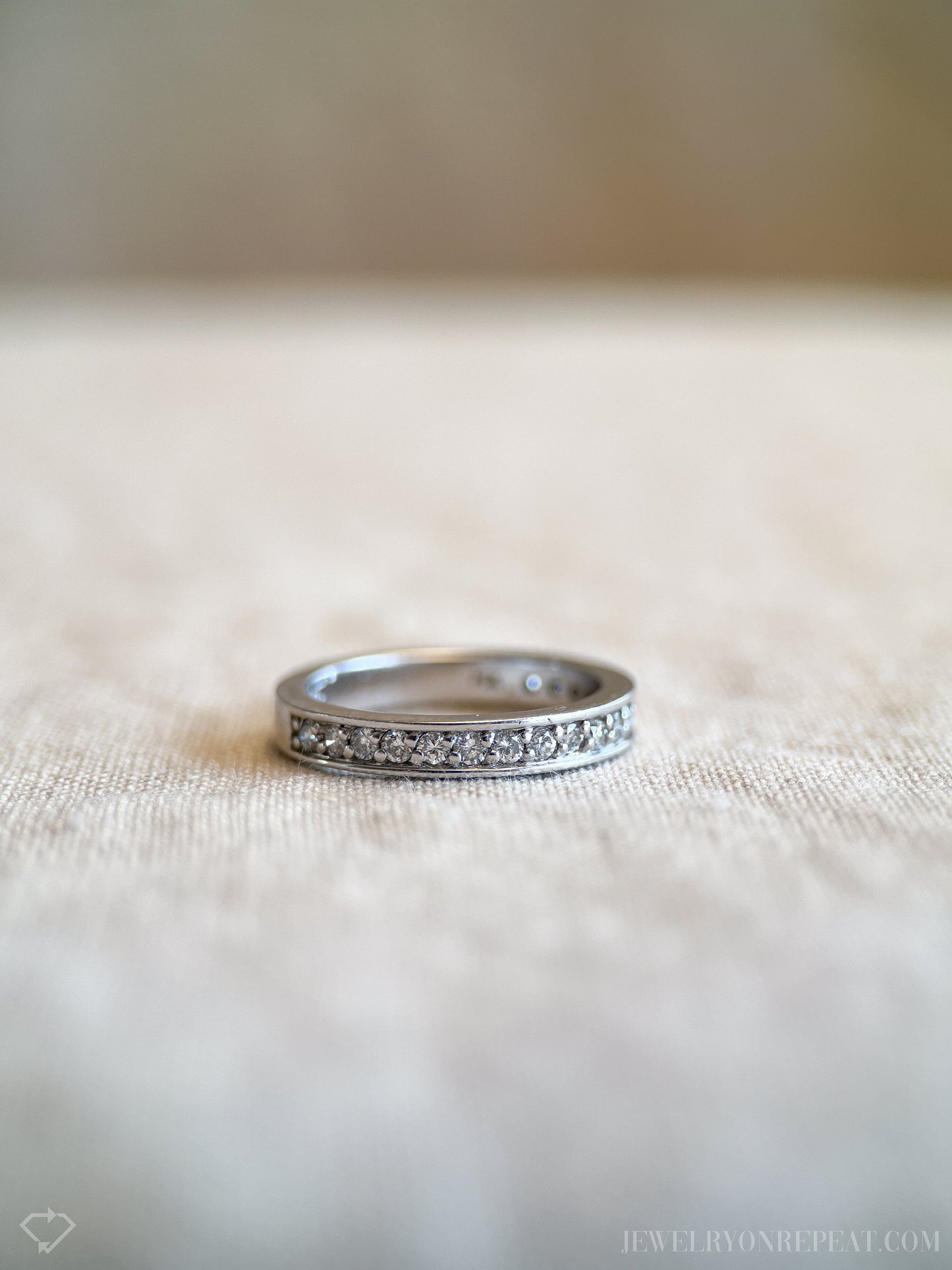 Vintage Diamond Wedding Band in 14k White Gold