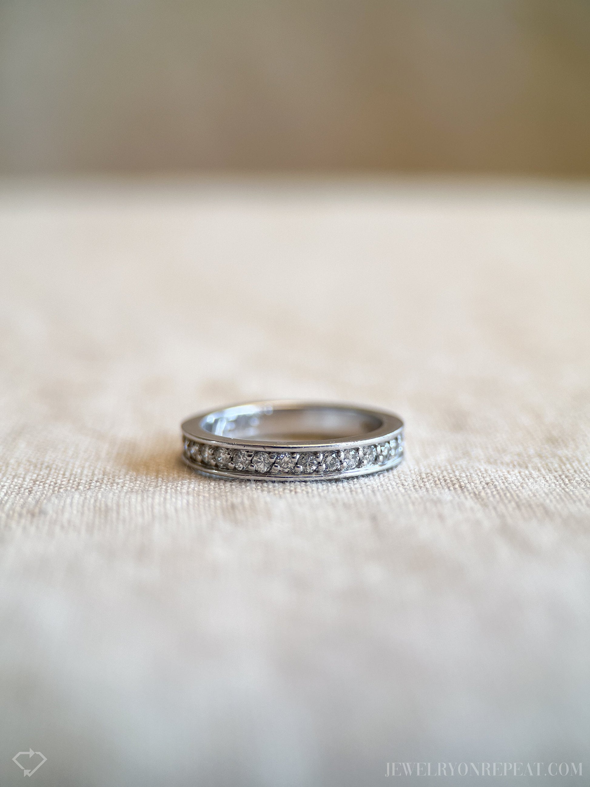 Vintage Diamond Wedding Band in 14k White Gold