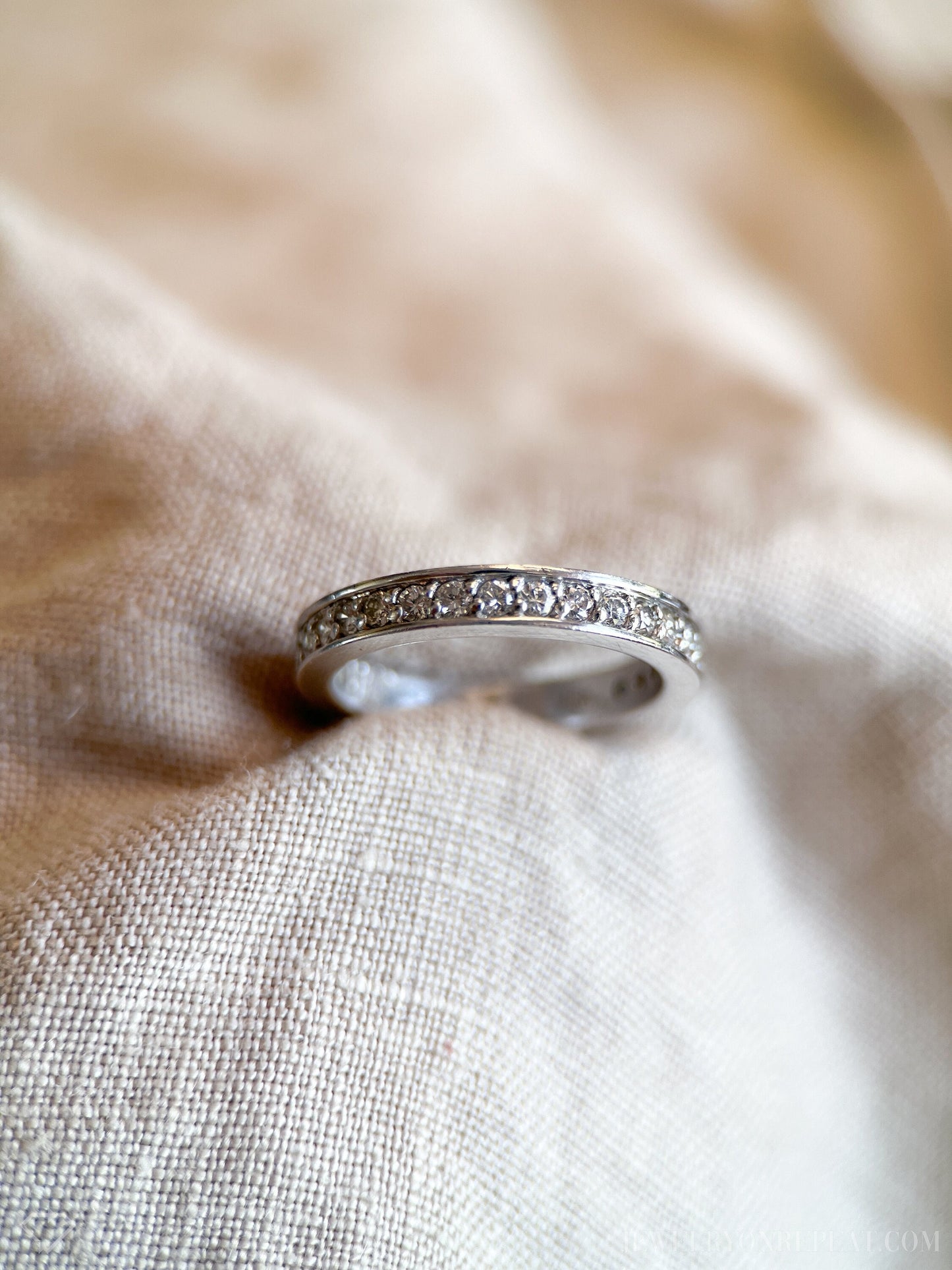 Vintage 1990s Diamond Wedding Band in 14k White Gold
