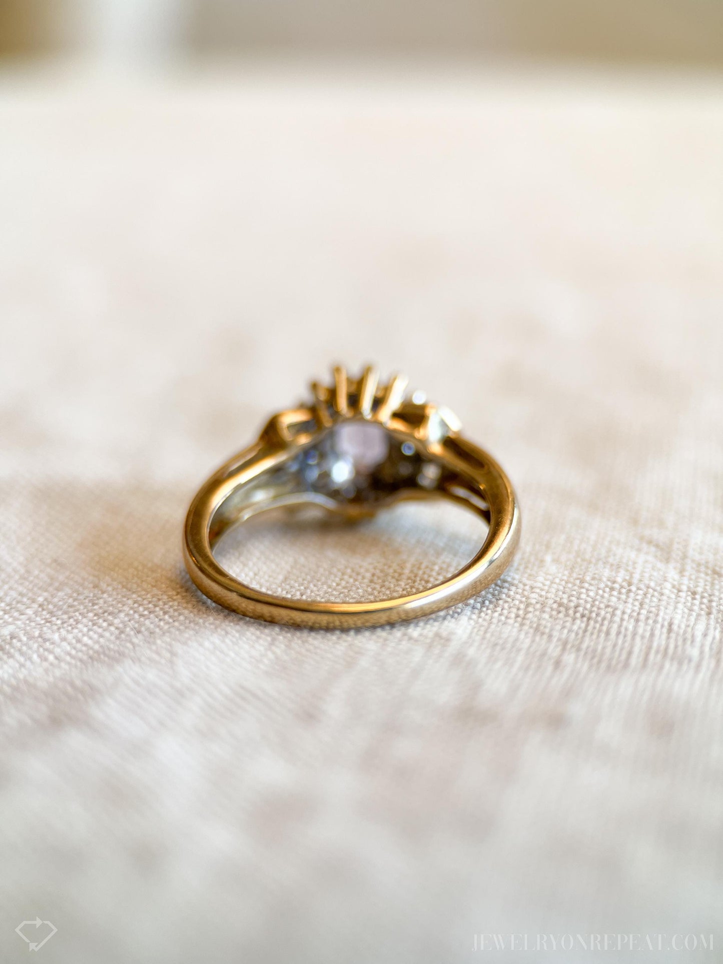 Vintage Tanzanite and Diamond Halo Gemstone Ring in 10k Gold