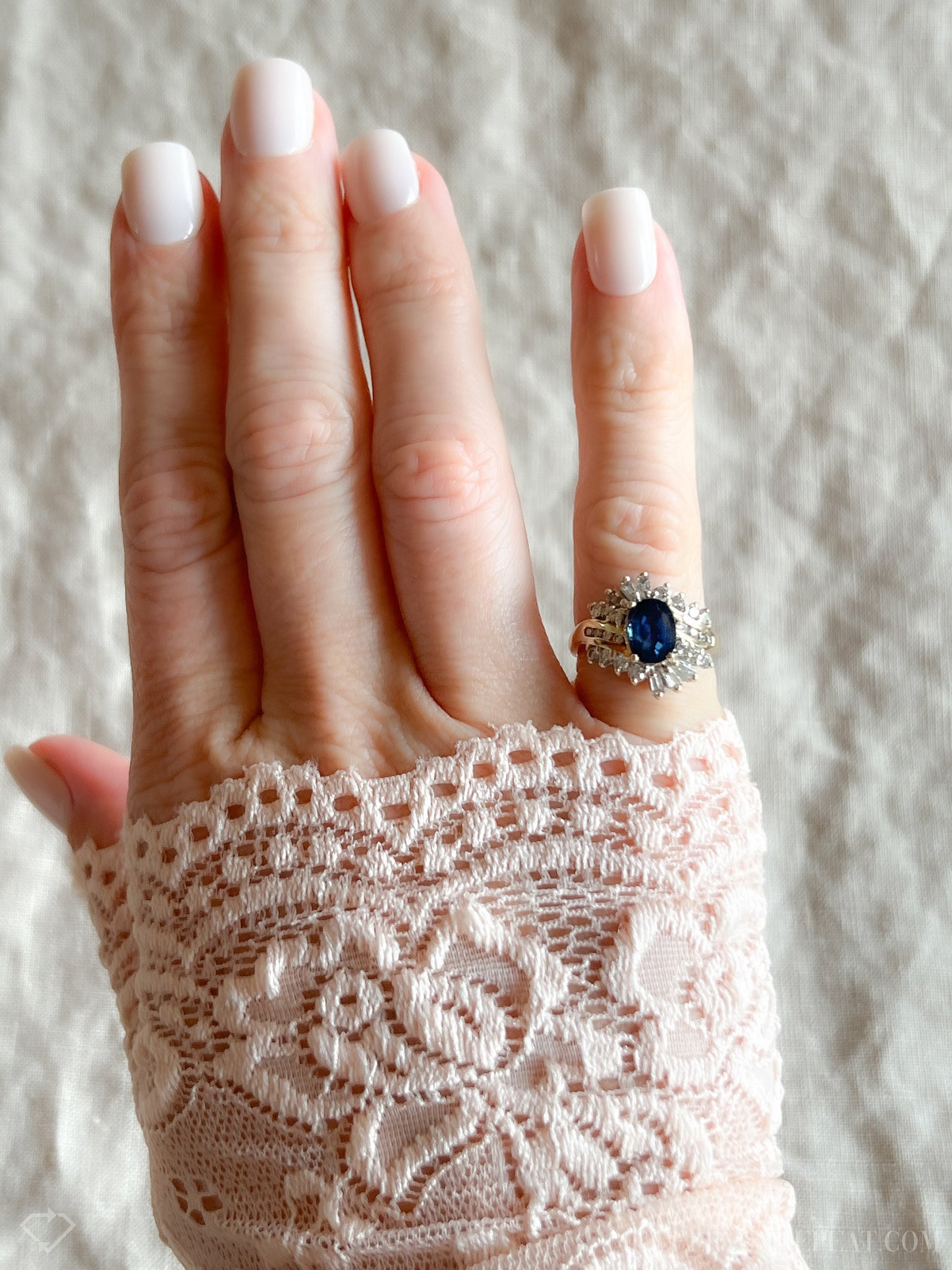Vintage 1990s Sapphire & Diamond Halo Ring in 14k Gold