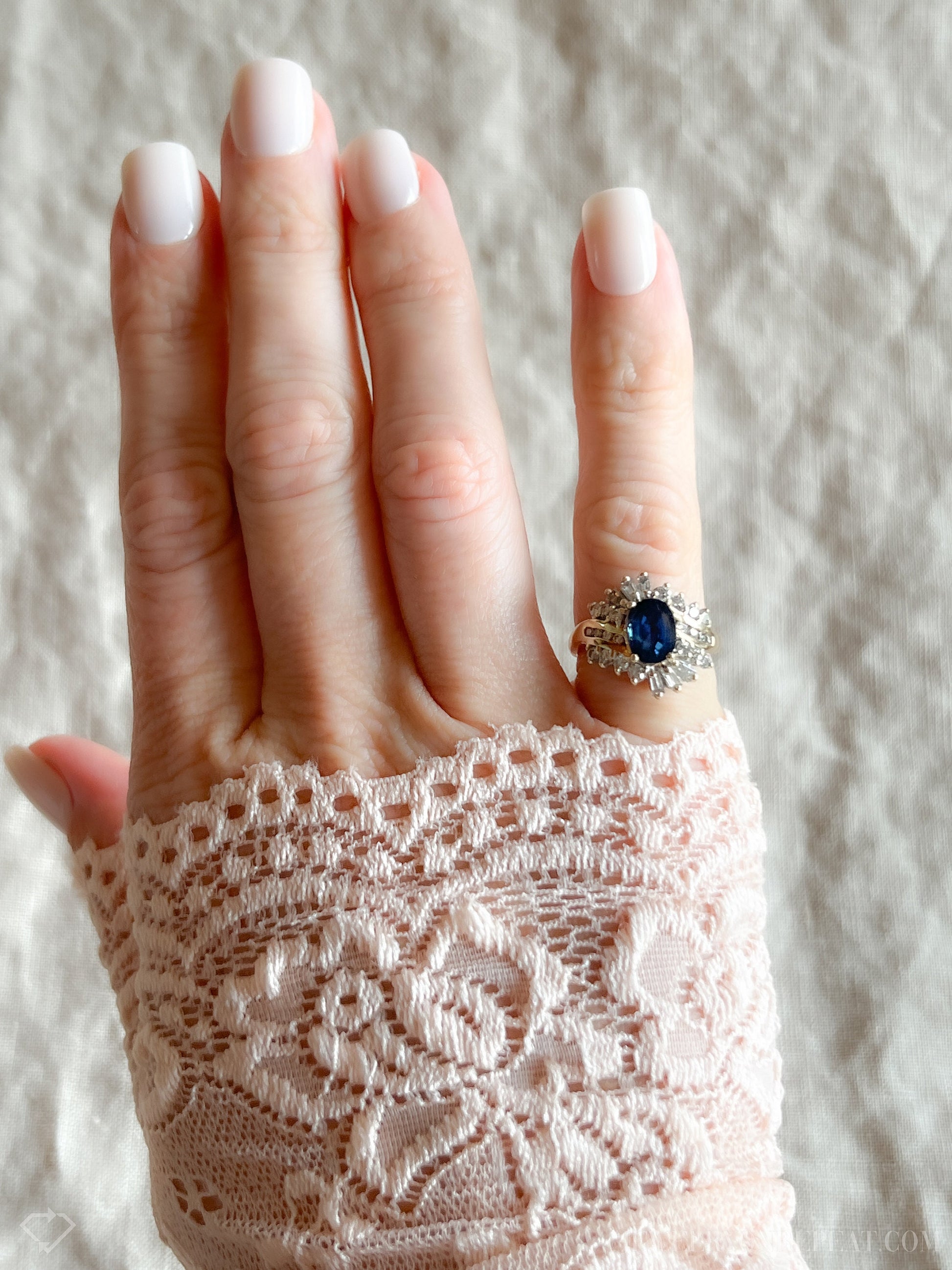 Vintage 1990s Sapphire & Diamond Halo Ring in 14k Gold