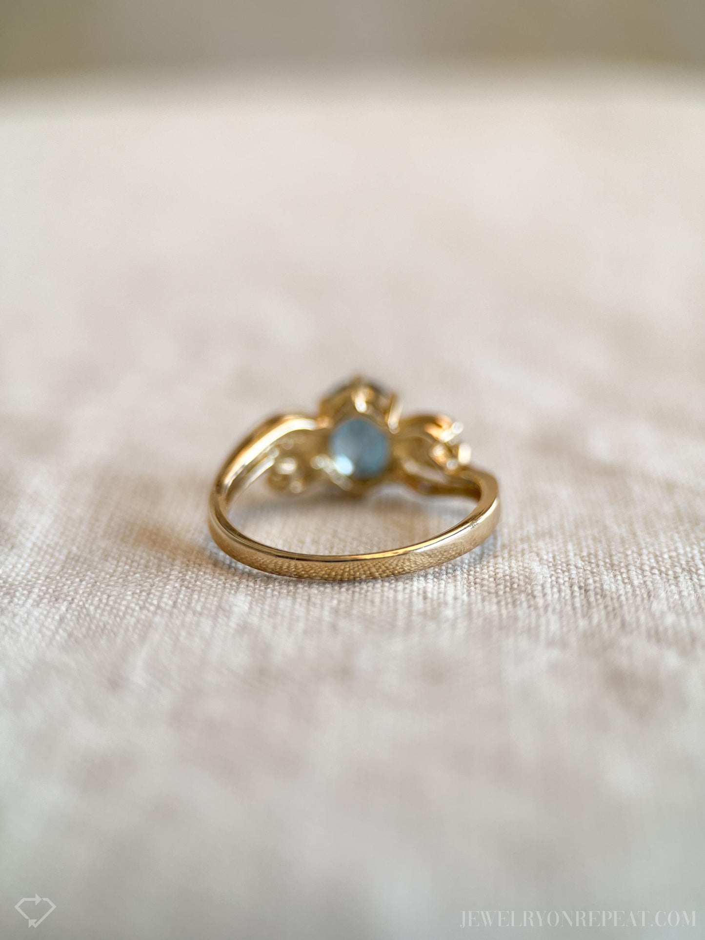 Vintage Blue Topaz and Diamond Ring in 10k Gold