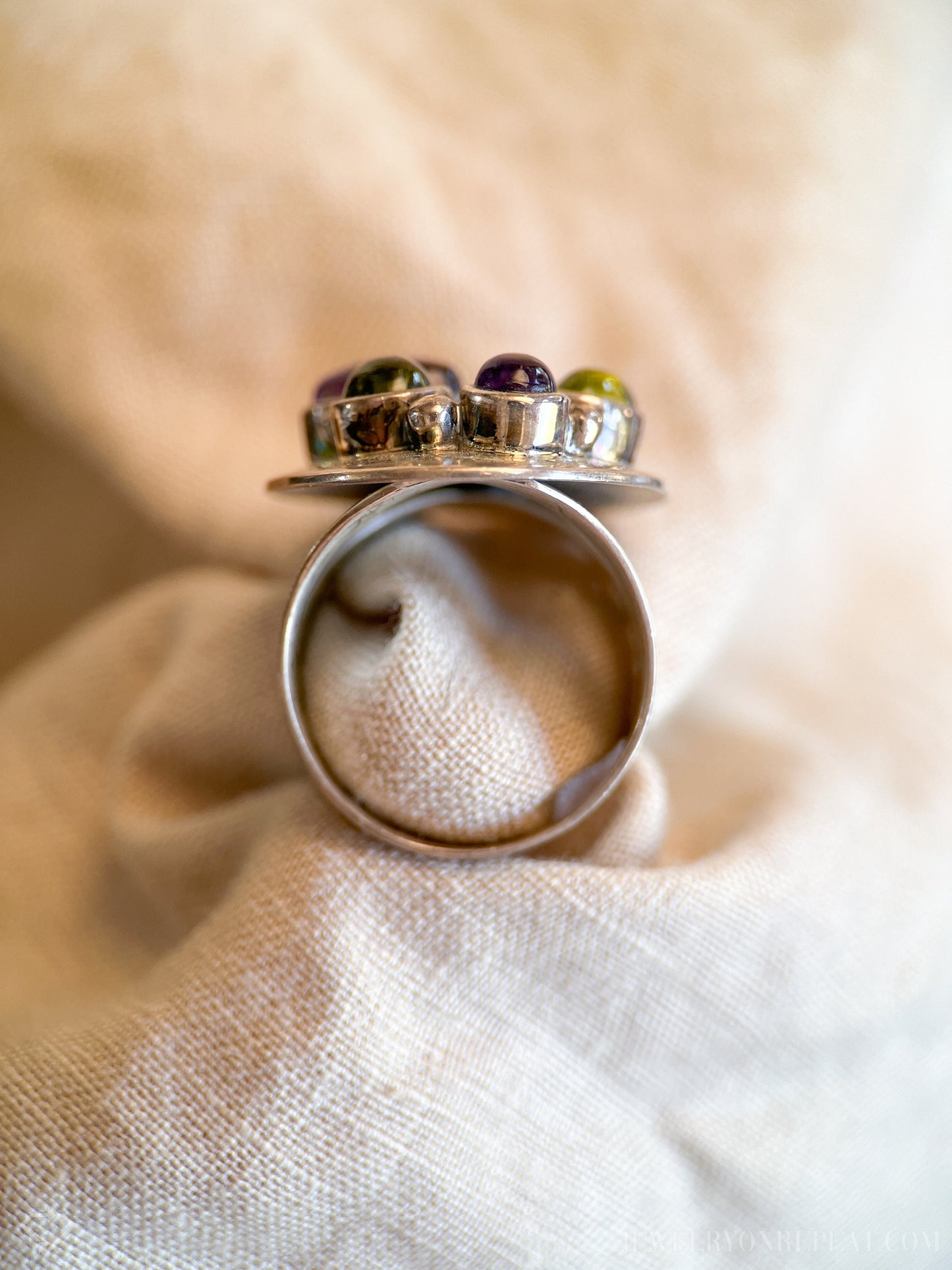 Vintage Amethyst Prasiolite Sterling Silver Cluster Ring, Jay King Jewelry