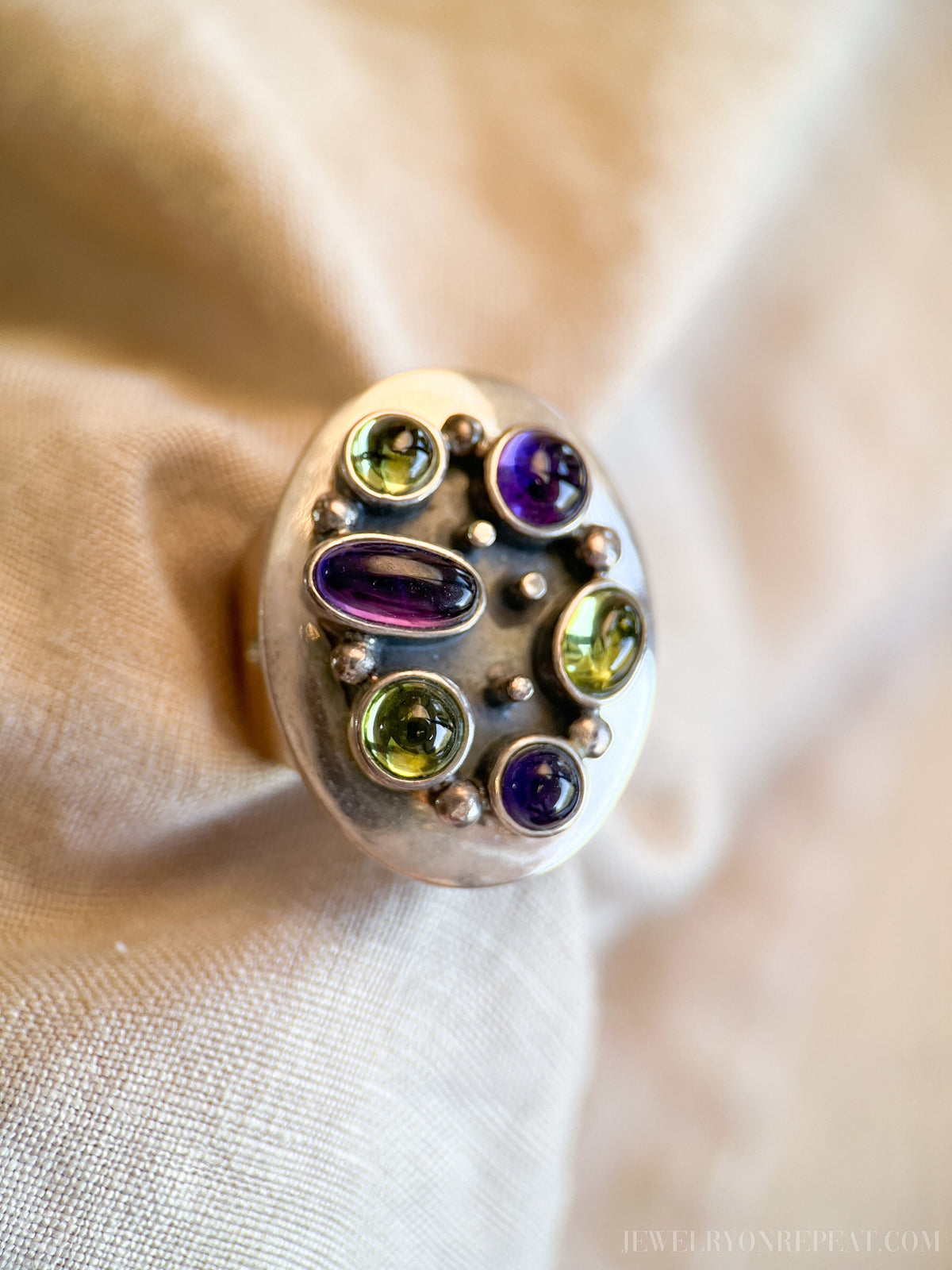 Vintage Amethyst Prasiolite Sterling Silver Cluster Ring, Jay King Jewelry