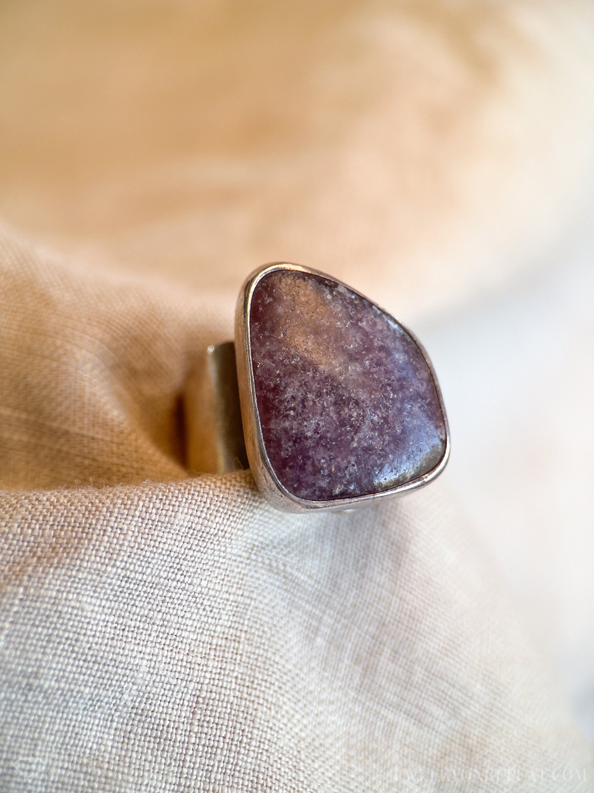 Vintage Sugilite Geometric Wrap Gemstone Ring in Sterling Silver