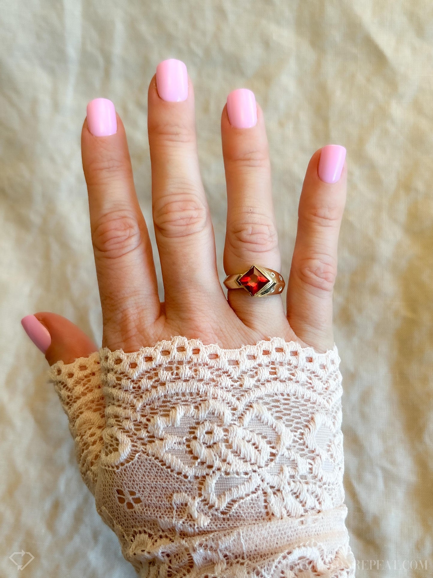 Vintage Geometric Citrine Gemstone Ring in 14k Gold