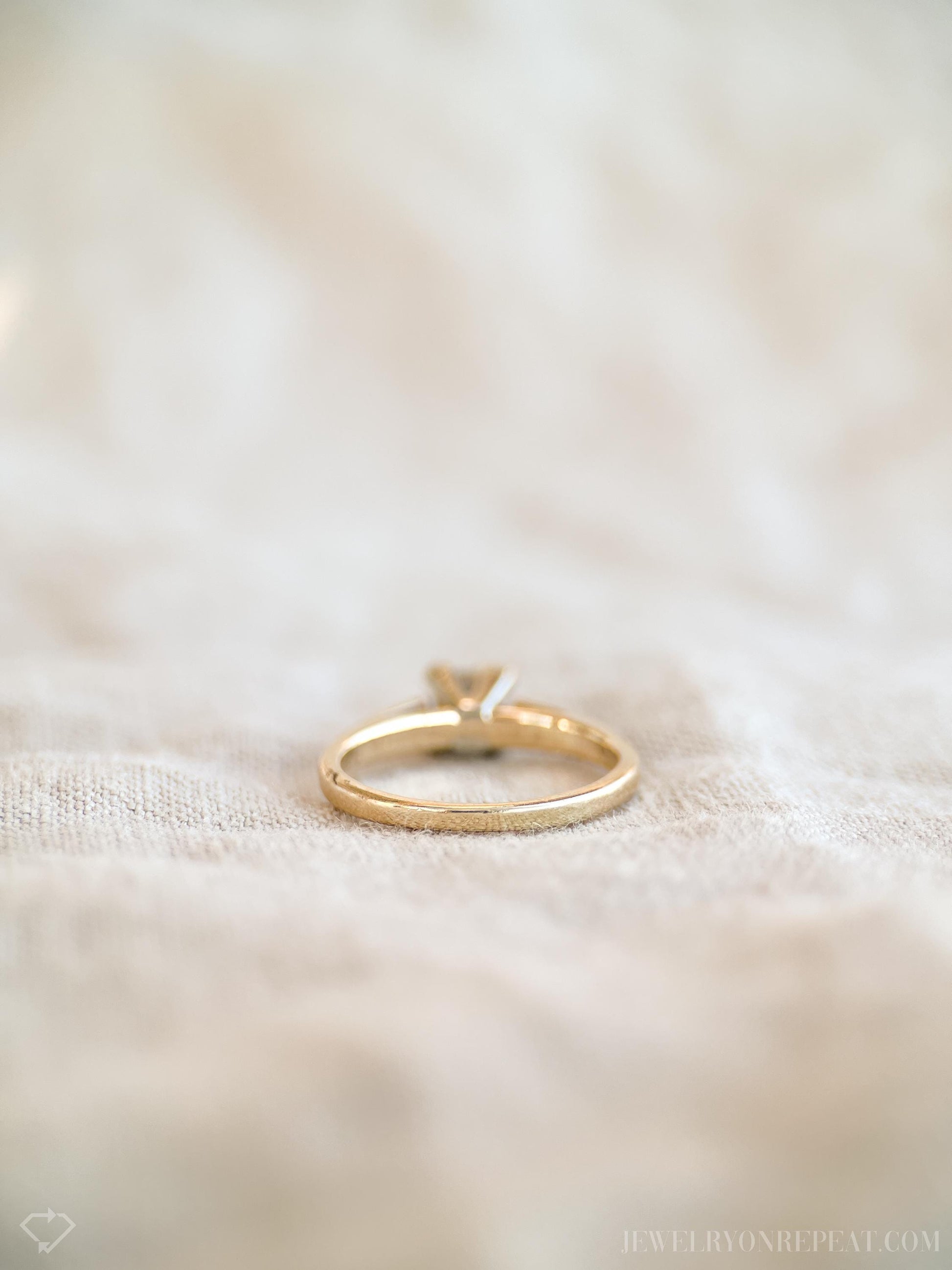 Vintage Diamond Engagement Ring, Princess Cut, 14k Gold, 1990s Cathedral Solitaire Bridal Ring