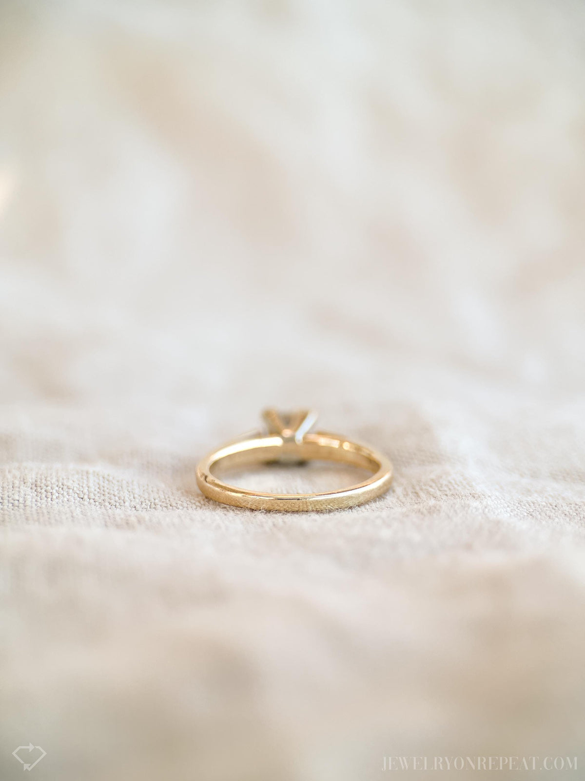 Vintage Diamond Engagement Ring, Princess Cut, 14k Gold, 1990s Cathedral Solitaire Bridal Ring
