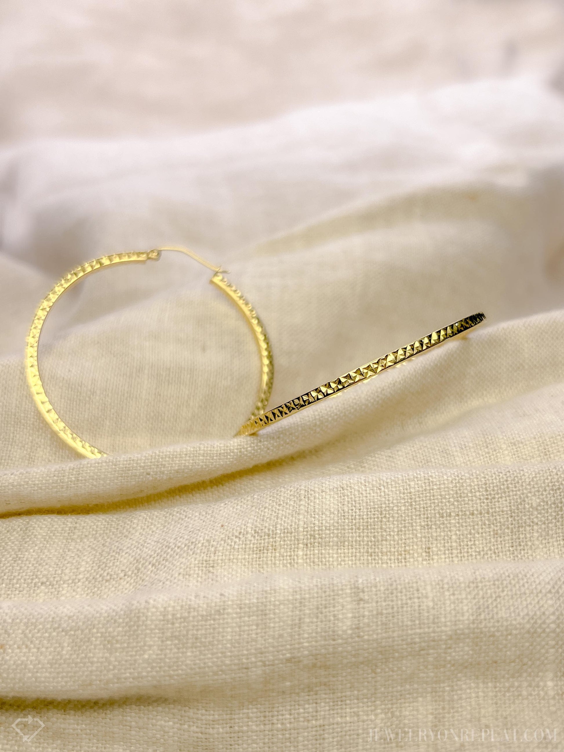 Vintage 1990s Large Hoop Earrings in 14k Gold