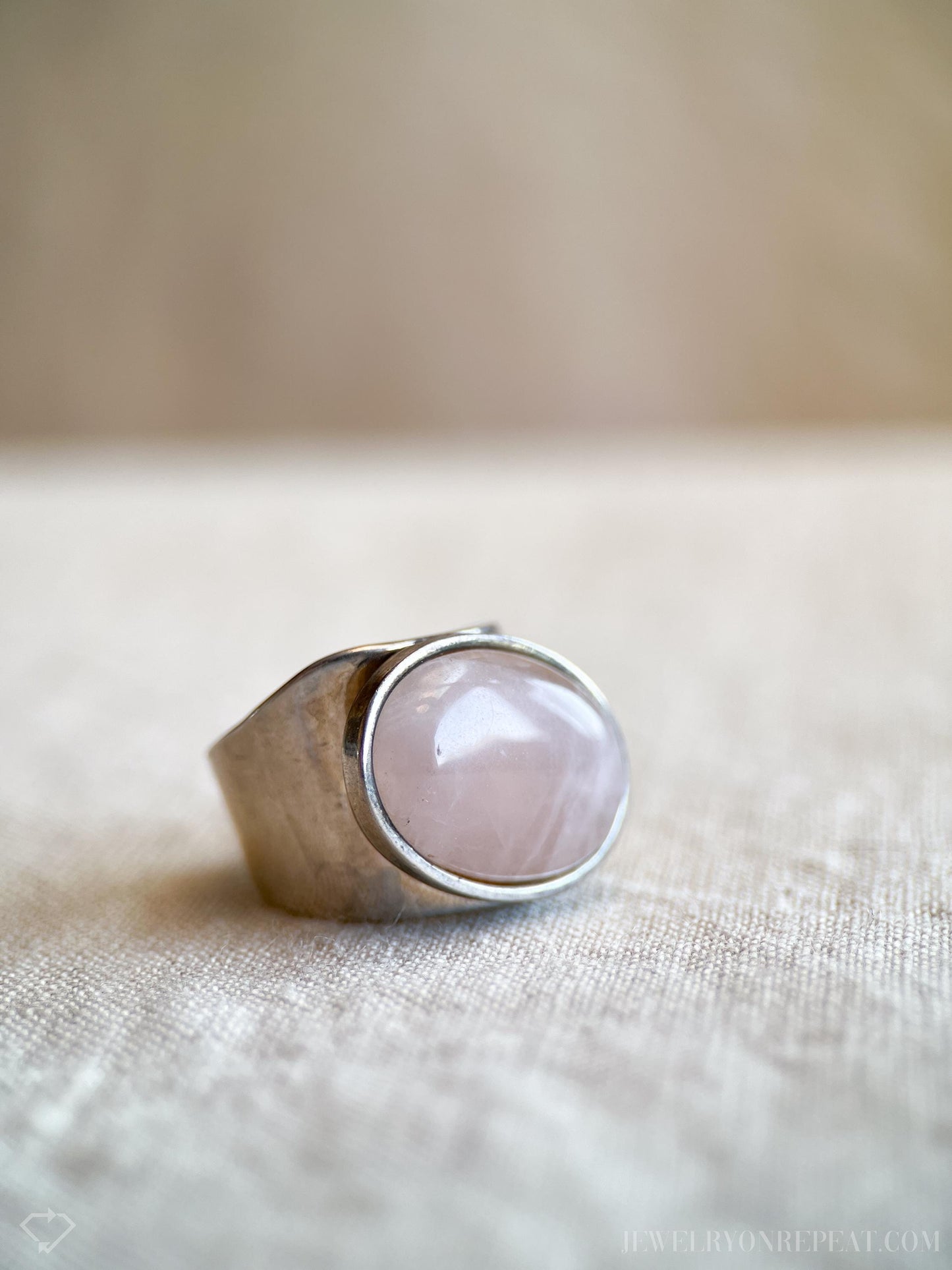 Vintage Jay King Rose Quartz Gemstone Ring in Sterling Silver