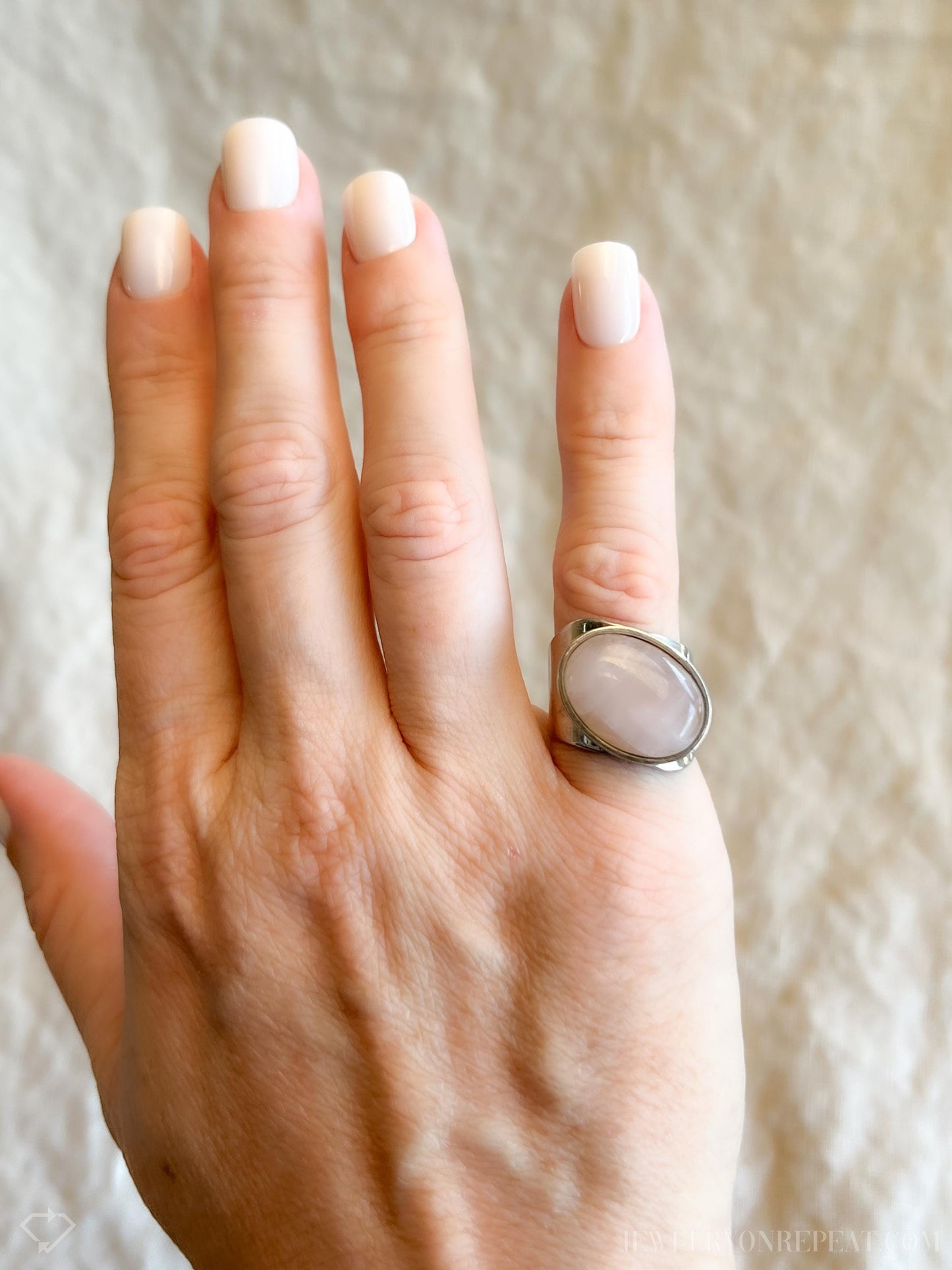 Vintage Jay King Rose Quartz Gemstone Ring in Sterling Silver