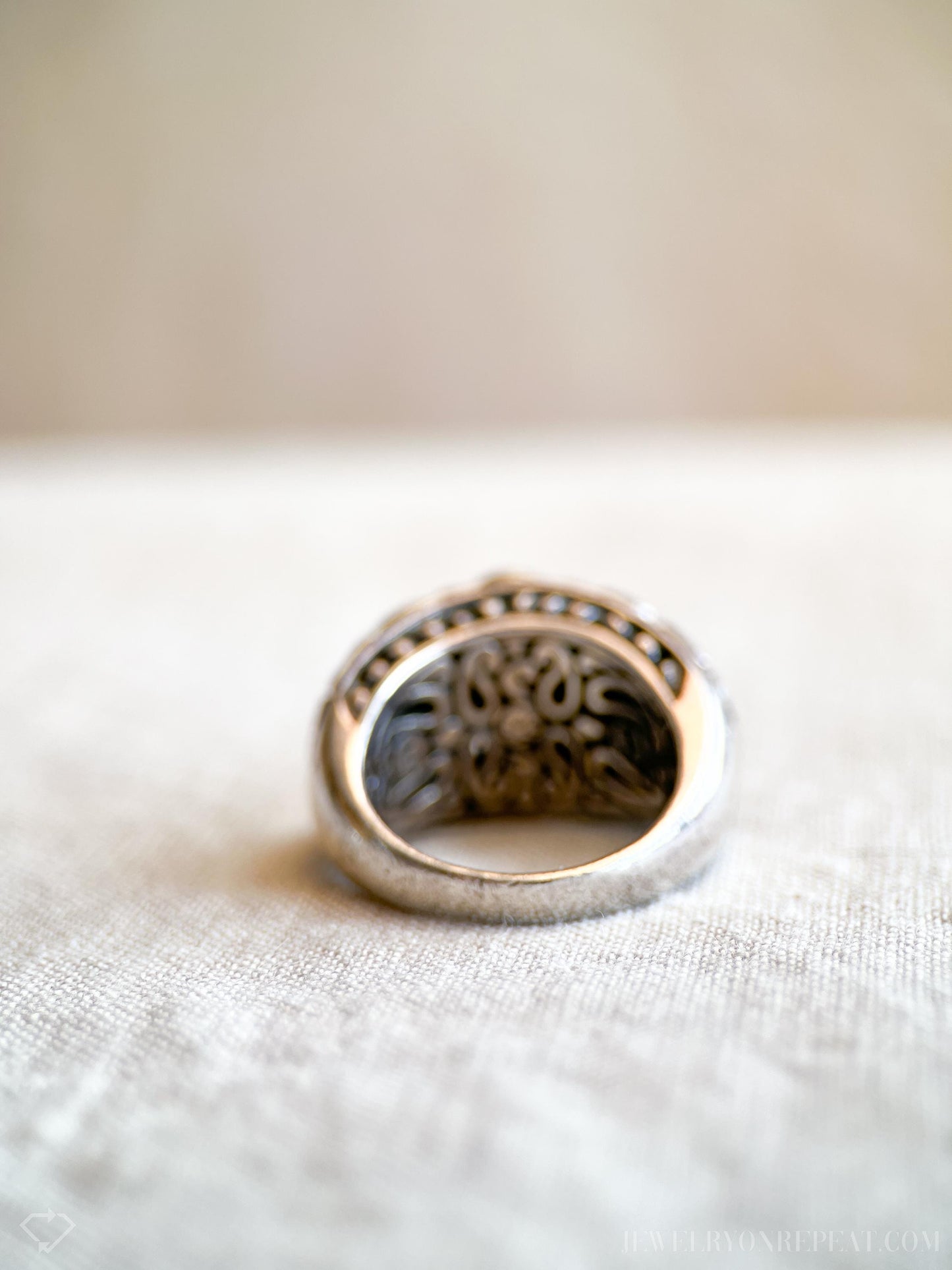 Vintage Ruby Domed Filigree Gemstone Ring in Sterling Silver