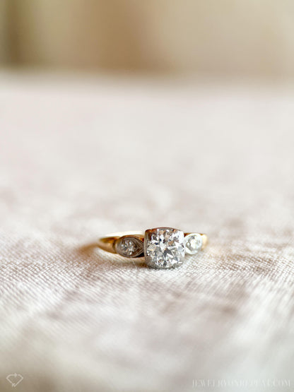 Vintage 1940s Art Deco Diamond Engagement Ring, 14k Gold