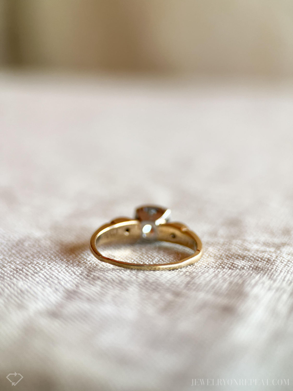 Vintage 1940s Art Deco Diamond Engagement Ring, 14k Gold