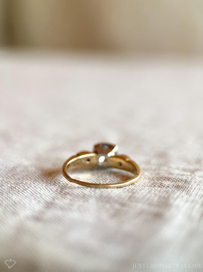 Vintage 1940s Art Deco Diamond Engagement Ring, 14k Gold