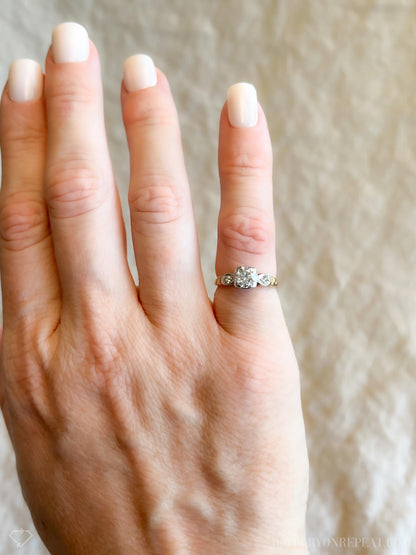 Vintage 1940s Art Deco Diamond Engagement Ring, 14k Gold