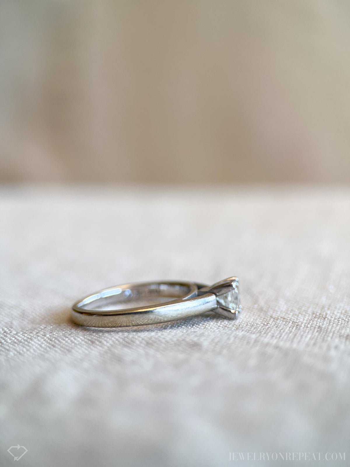 Vintage Diamond Engagement Ring, Princess Leo Cut, 14k White Gold, 2000s Solitaire Prong Setting