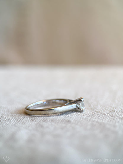 Vintage Diamond Engagement Ring, Princess Leo Cut, 14k White Gold, 2000s Solitaire Prong Setting