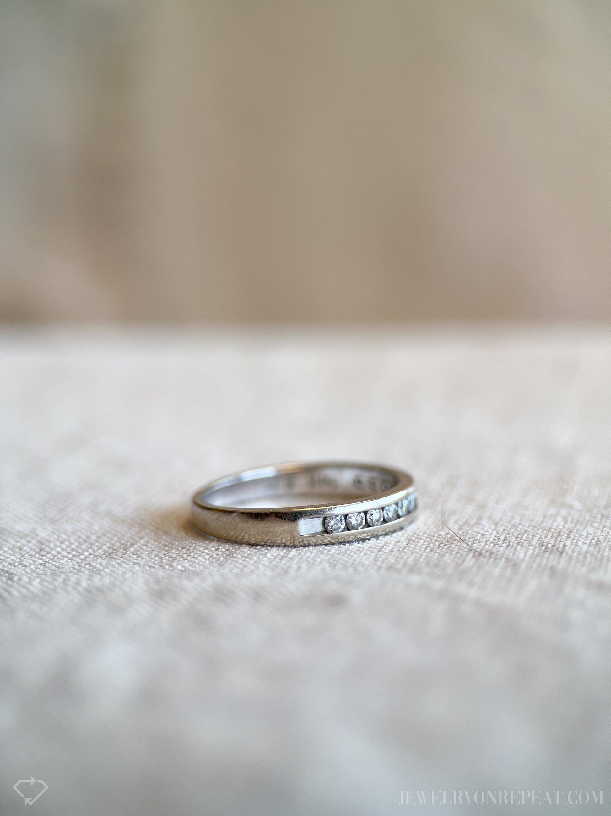 Vintage 1990s Diamond Wedding Band, 14k White Gold