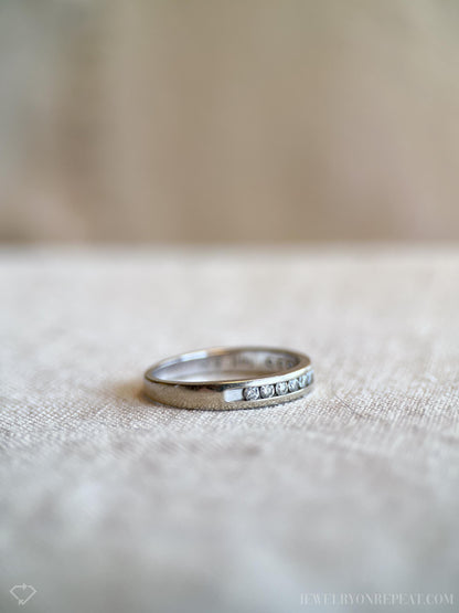 Vintage 1990s Diamond Wedding Band, 14k White Gold