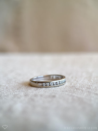 Vintage 1990s Diamond Wedding Band, 14k White Gold