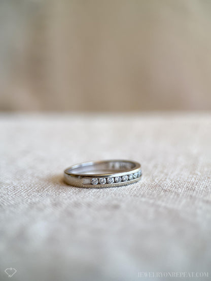 Vintage 1990s Diamond Wedding Band, 14k White Gold