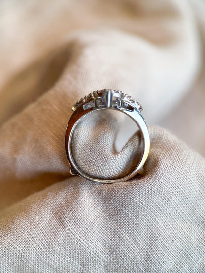 Vintage 1990s Diamond Wedding Ring Guard, 14k White Gold