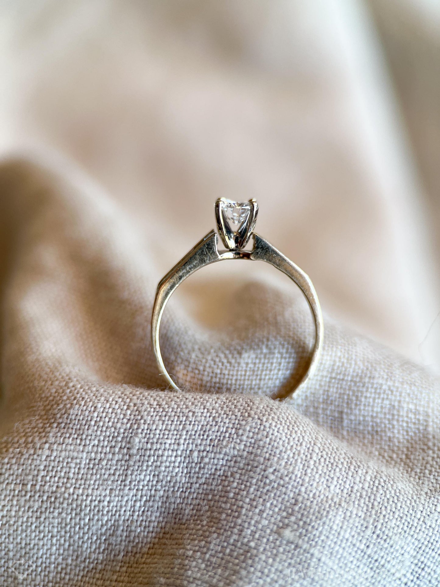 Vintage Diamond Engagement Ring, Round Cut, 18k White Gold, 1990s Channel Set Bridal Ring