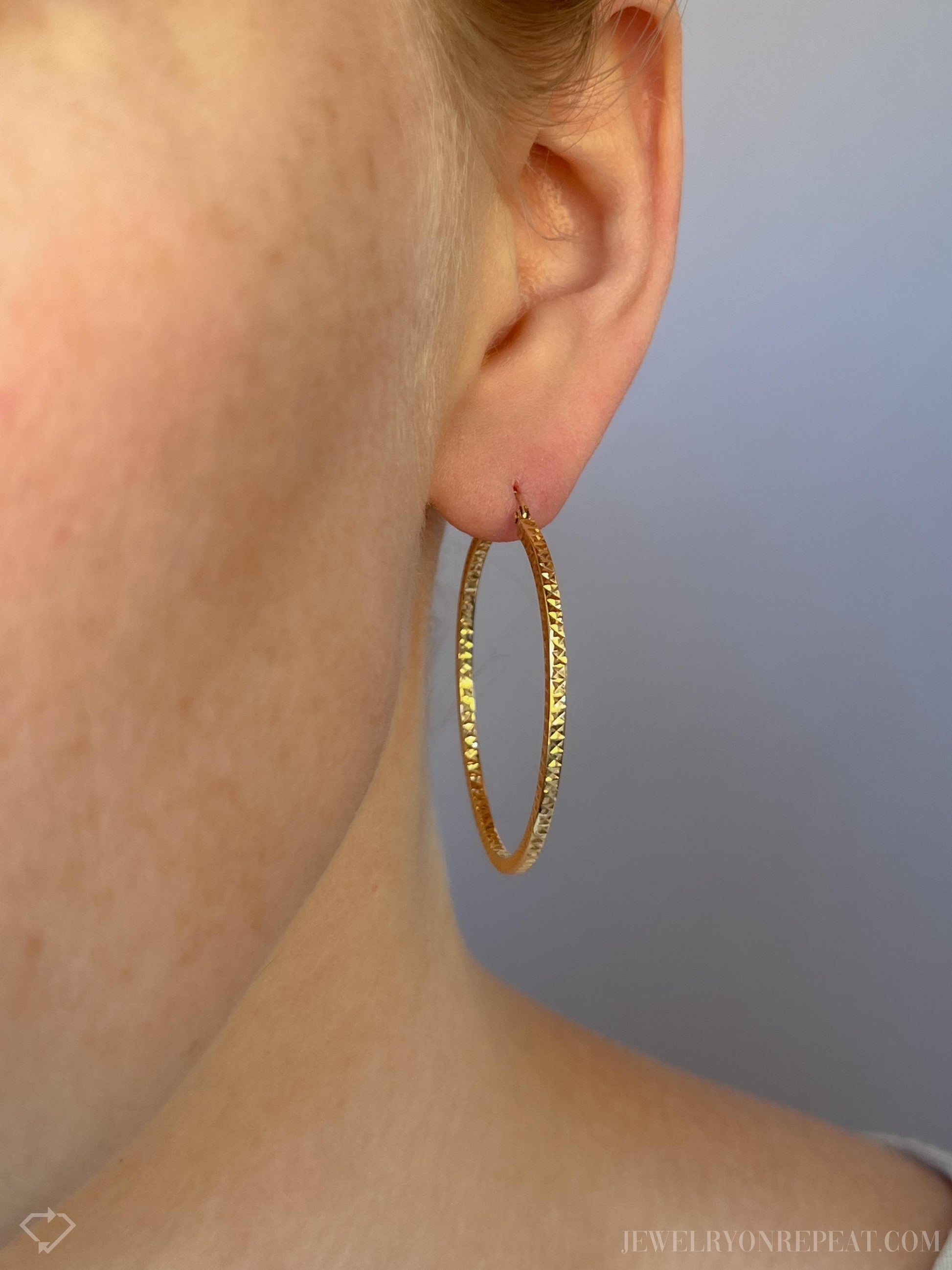 Vintage Large Hoop Earrings in 14k Gold