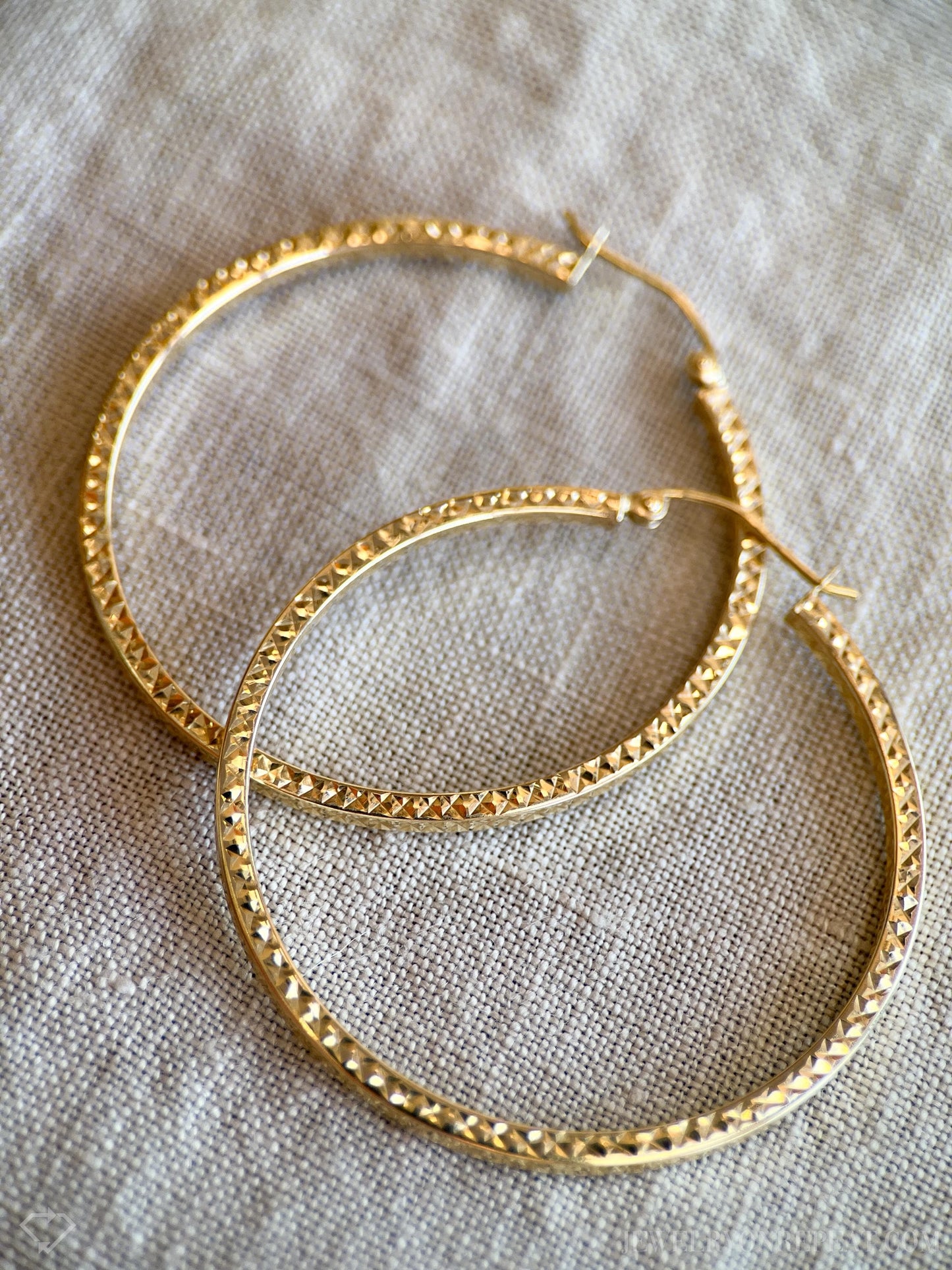 Vintage 1990s Large Hoop Earrings in 14k Gold