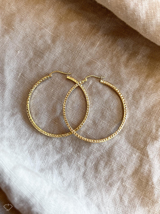 Vintage 1990s Large Hoop Earrings in 14k Gold