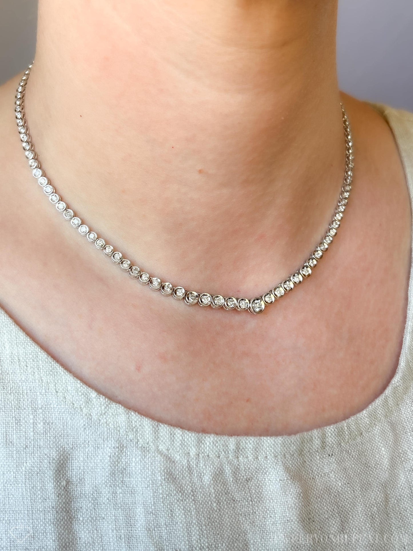 Vintage 1990s Diamond Necklace in 18k White Gold Timeless Sustainability • Vintage Fine Jewelry
