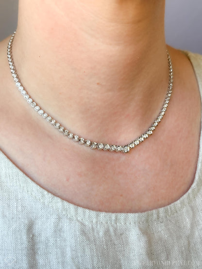 Vintage 1990s Diamond Necklace in 18k White Gold Timeless Sustainability • Vintage Fine Jewelry