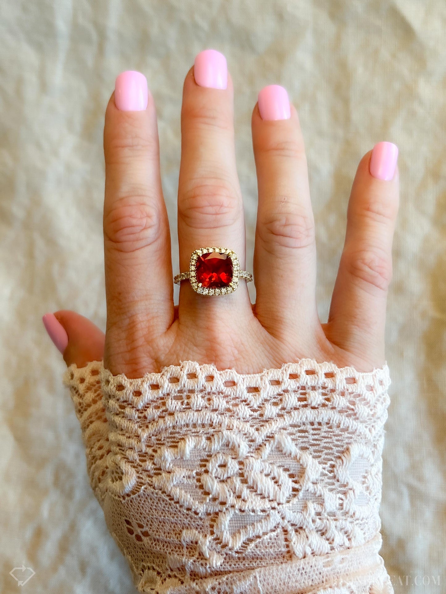 Vintage Orange Quartz Halo Ring in 14k Gold