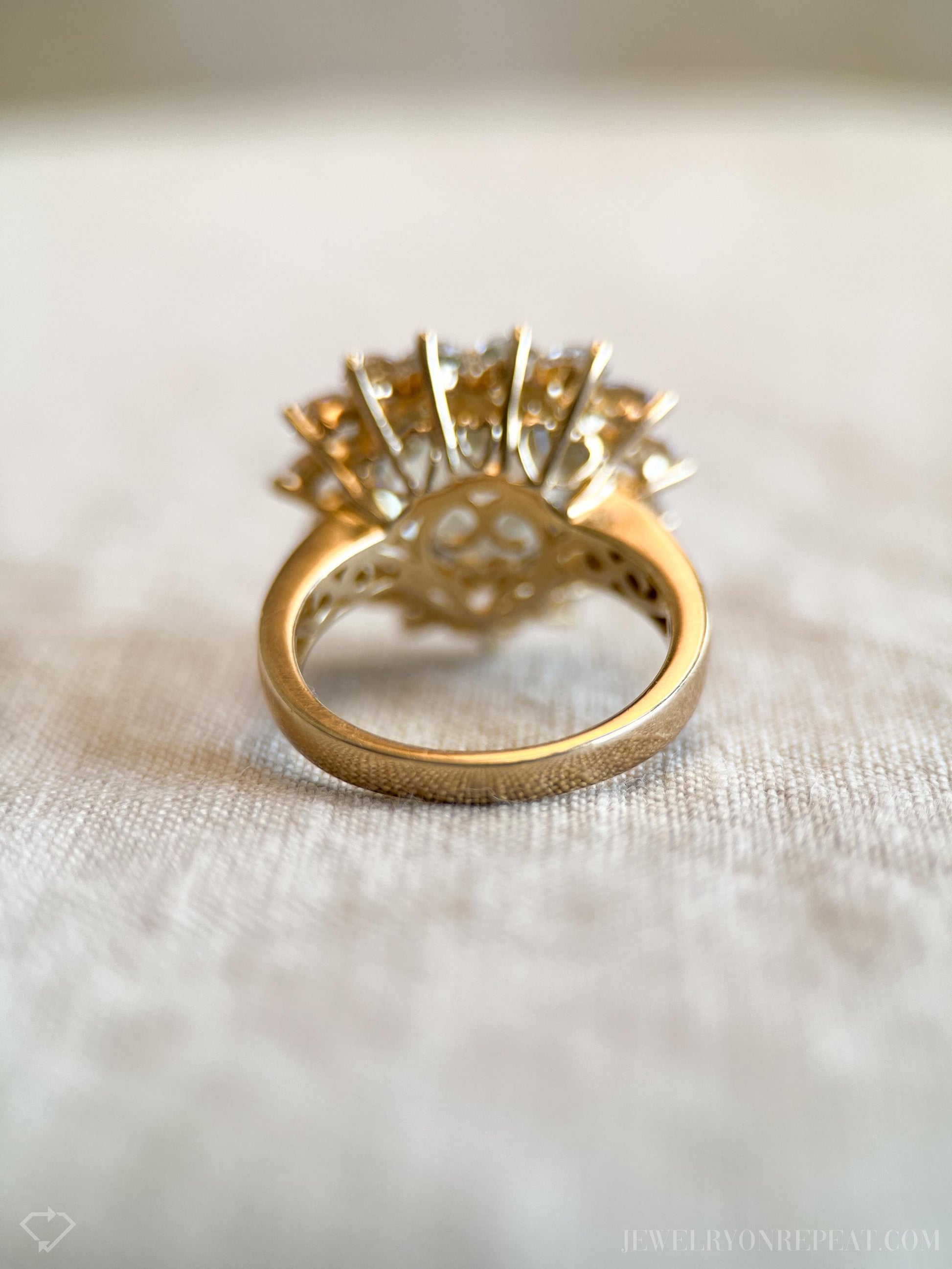 Vintage Heart Cut Green Prasiolite Gemstone Halo Ring in 10k Gold
