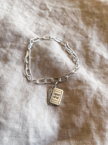 Sterling Silver Tickets Charm Pendant, Concert Event Themed Minimalist Jewelry, Gift for Her