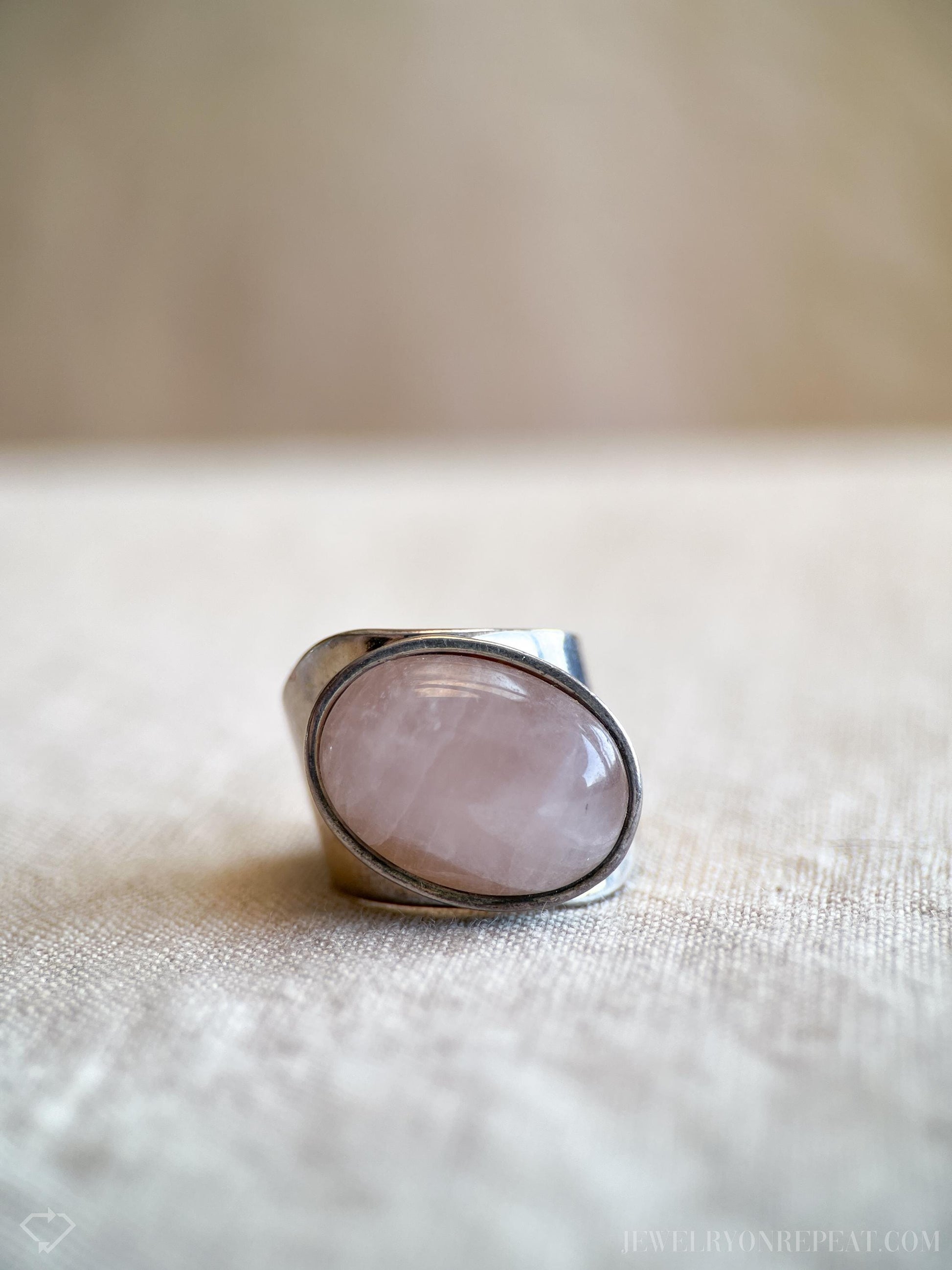 Vintage Jay King Rose Quartz Gemstone Ring in Sterling Silver