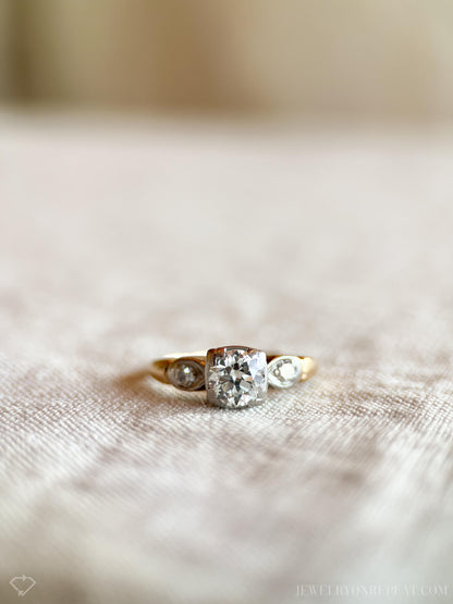 Vintage 1940s Art Deco Diamond Engagement Ring, 14k Gold